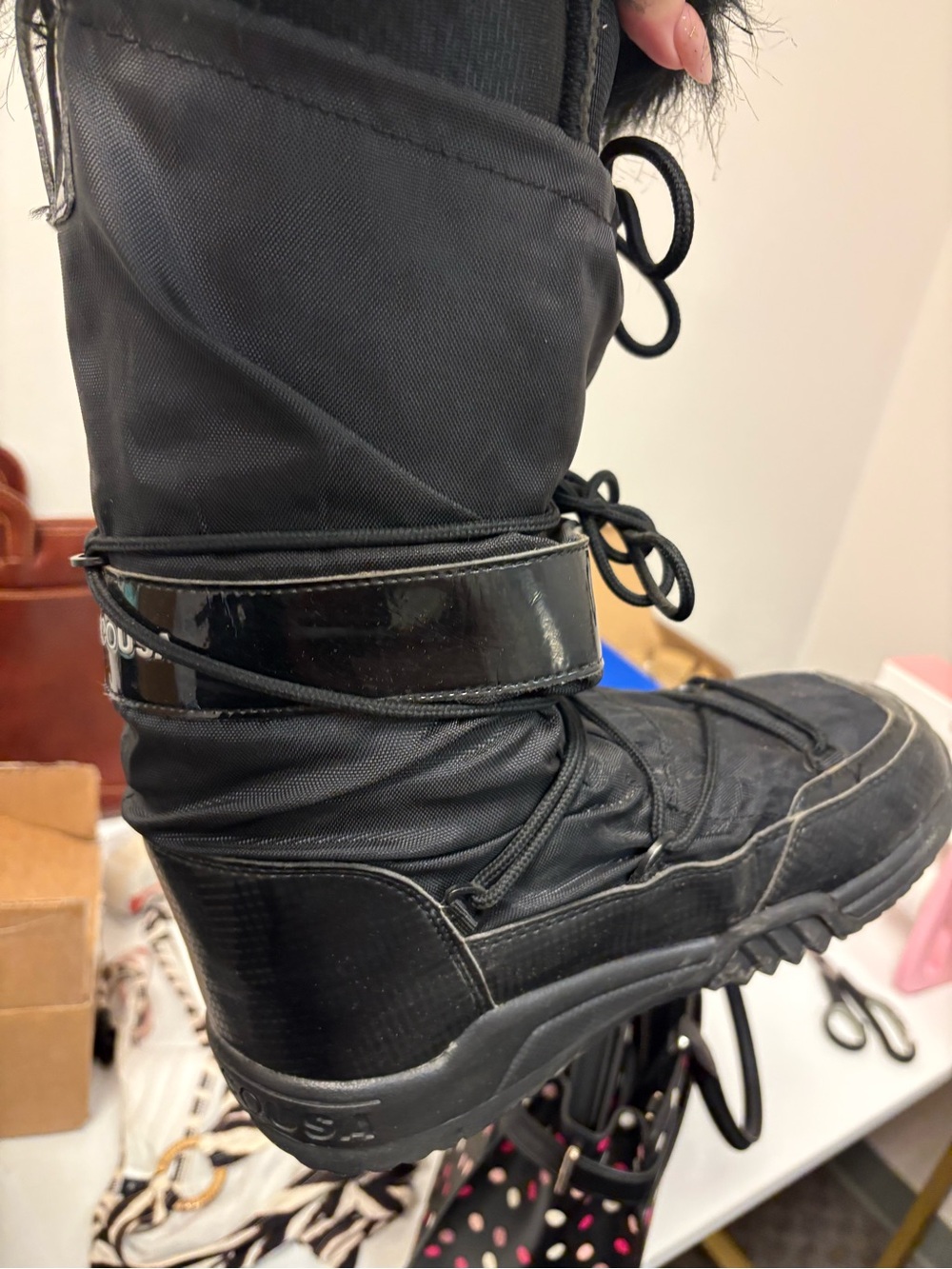 DC Black Lace-Up Snow Boots with Glossy Trim - Picture 2 of 9